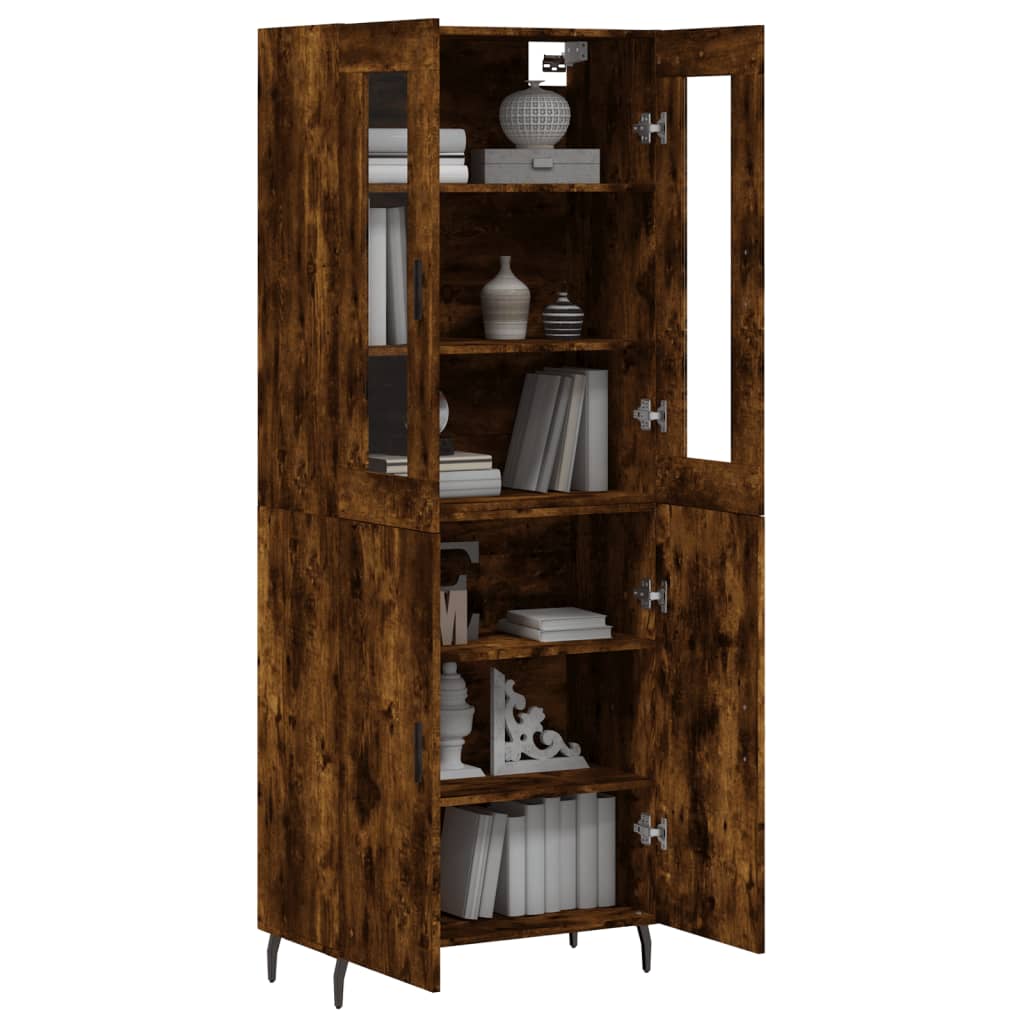 Highboard røkt eik 69,5x34x180 cm konstruert tre