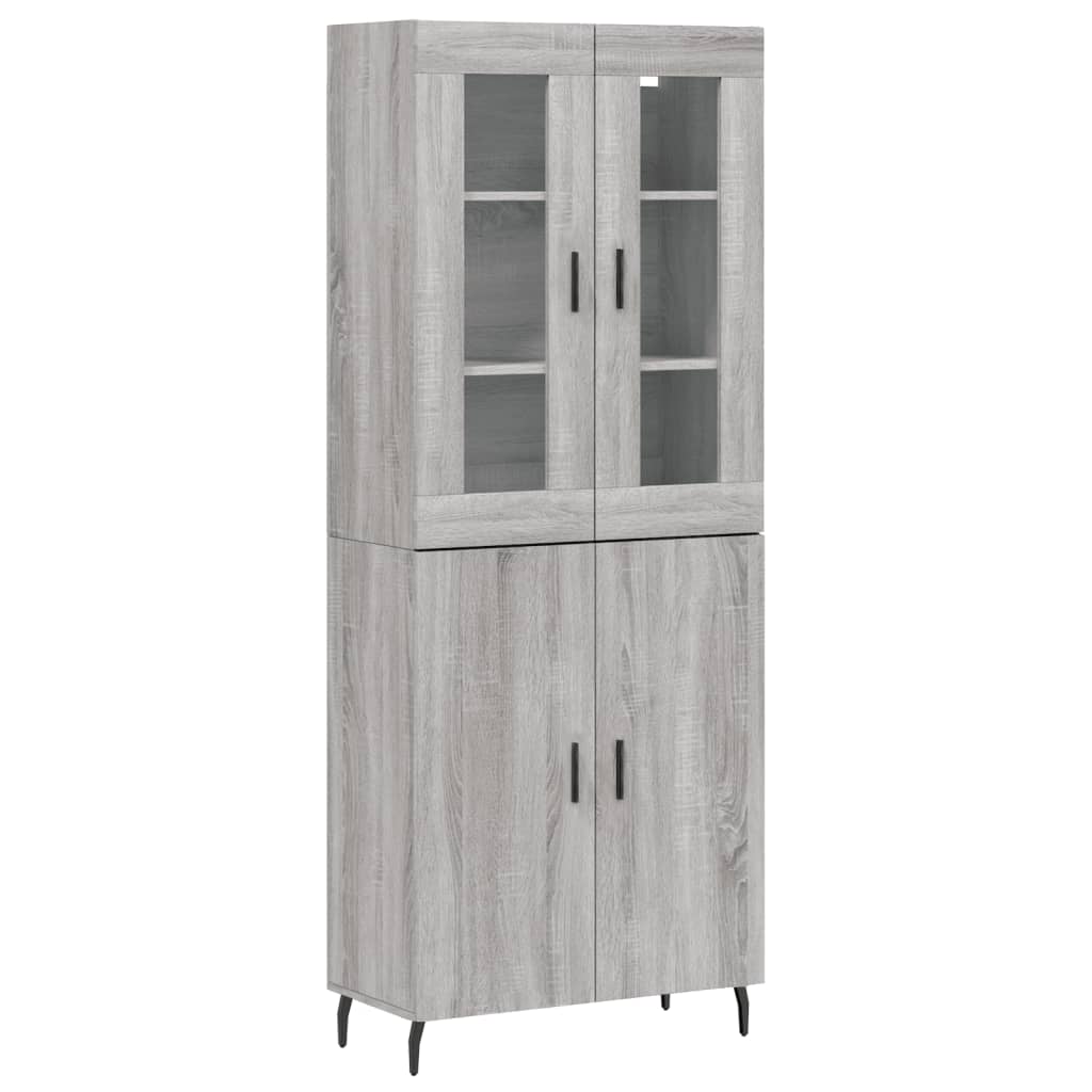 Highboard grå sonoma 69,5x34x180 cm konstruert tre vidaXL