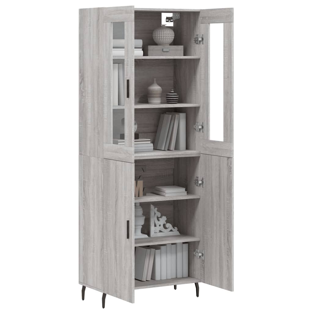 Highboard grå sonoma 69,5x34x180 cm konstruert tre vidaXL
