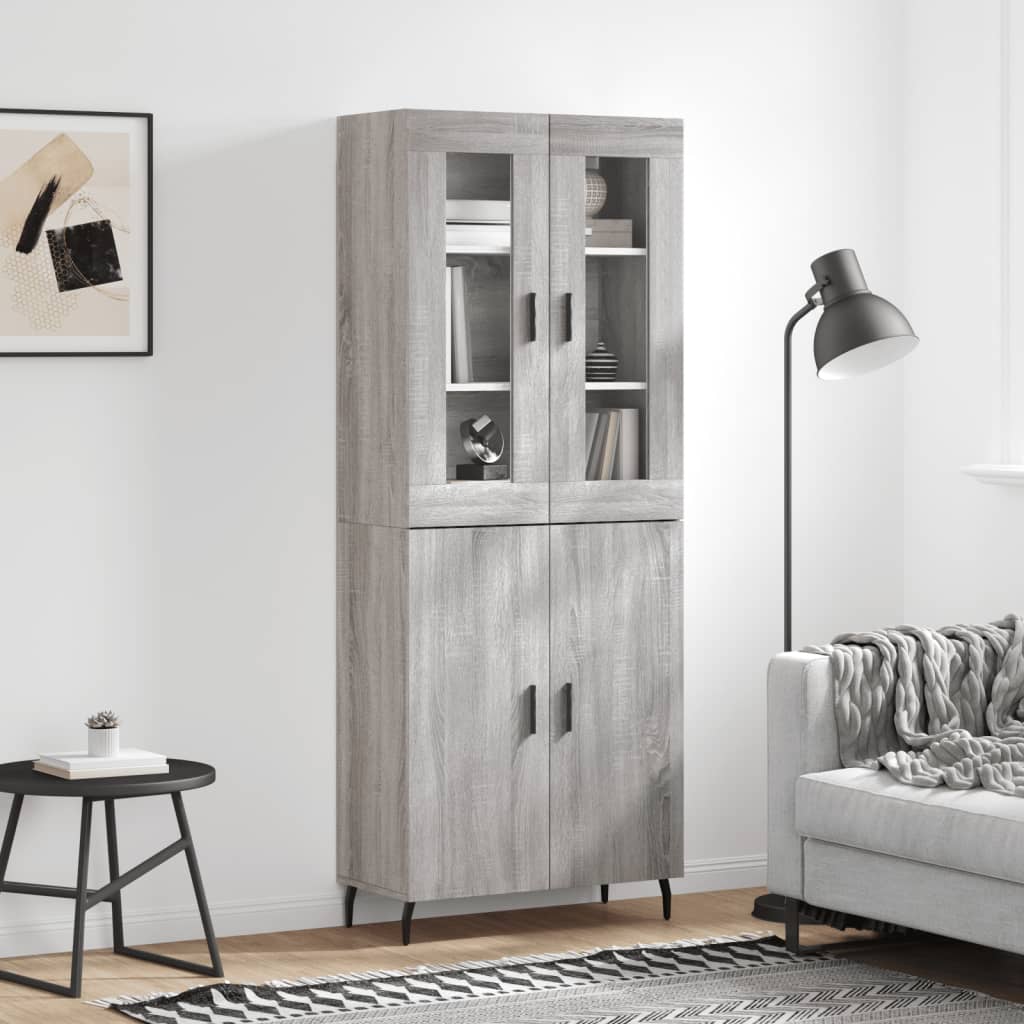 Highboard grå sonoma 69,5x34x180 cm konstruert tre vidaXL