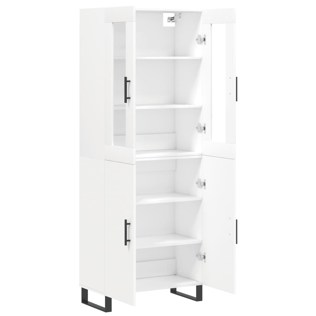 Highboard hvit 69,5x34x180 cm konstruert tre