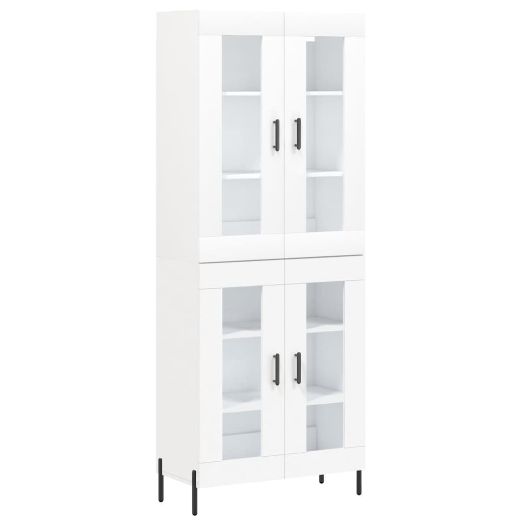 Highboard hvit 69,5x34x180 cm konstruert tre