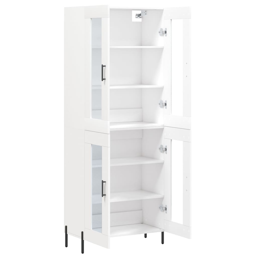 Highboard hvit 69,5x34x180 cm konstruert tre