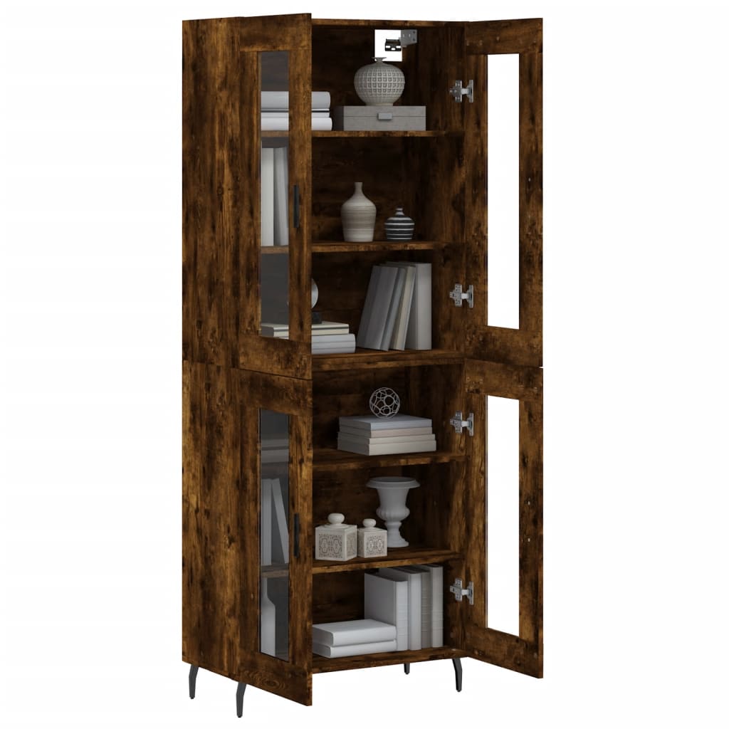 Highboard røkt eik 69,5x34x180 cm konstruert tre