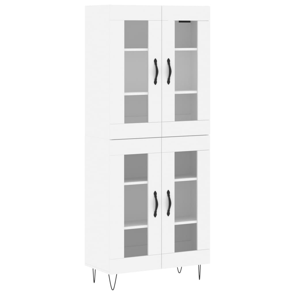 Highboard hvit 69,5x34x180 cm konstruert tre