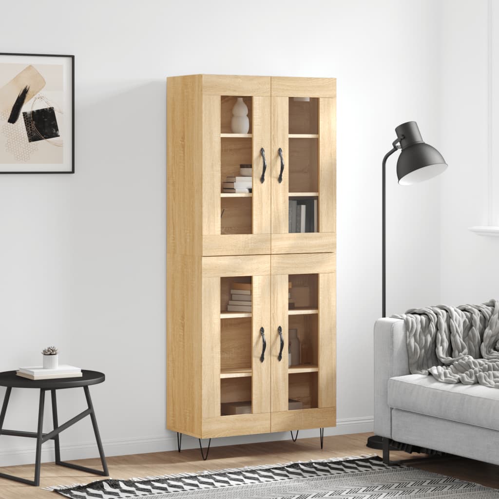 Highboard sonoma eik 69,5x34x180 cm konstruert tre vidaXL