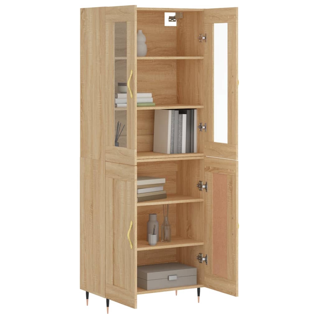Highboard sonoma eik 69,5x34x180 cm konstruert tre