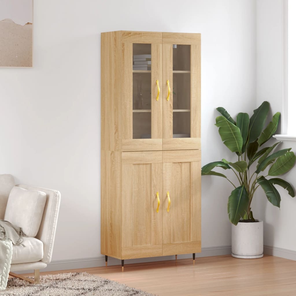 Highboard sonoma eik 69,5x34x180 cm konstruert tre