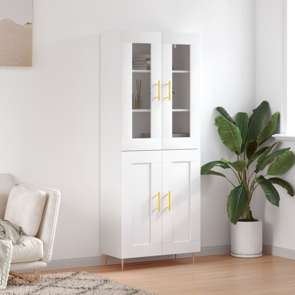Highboard hvit 69,5x34x180 cm konstruert tre vidaXL