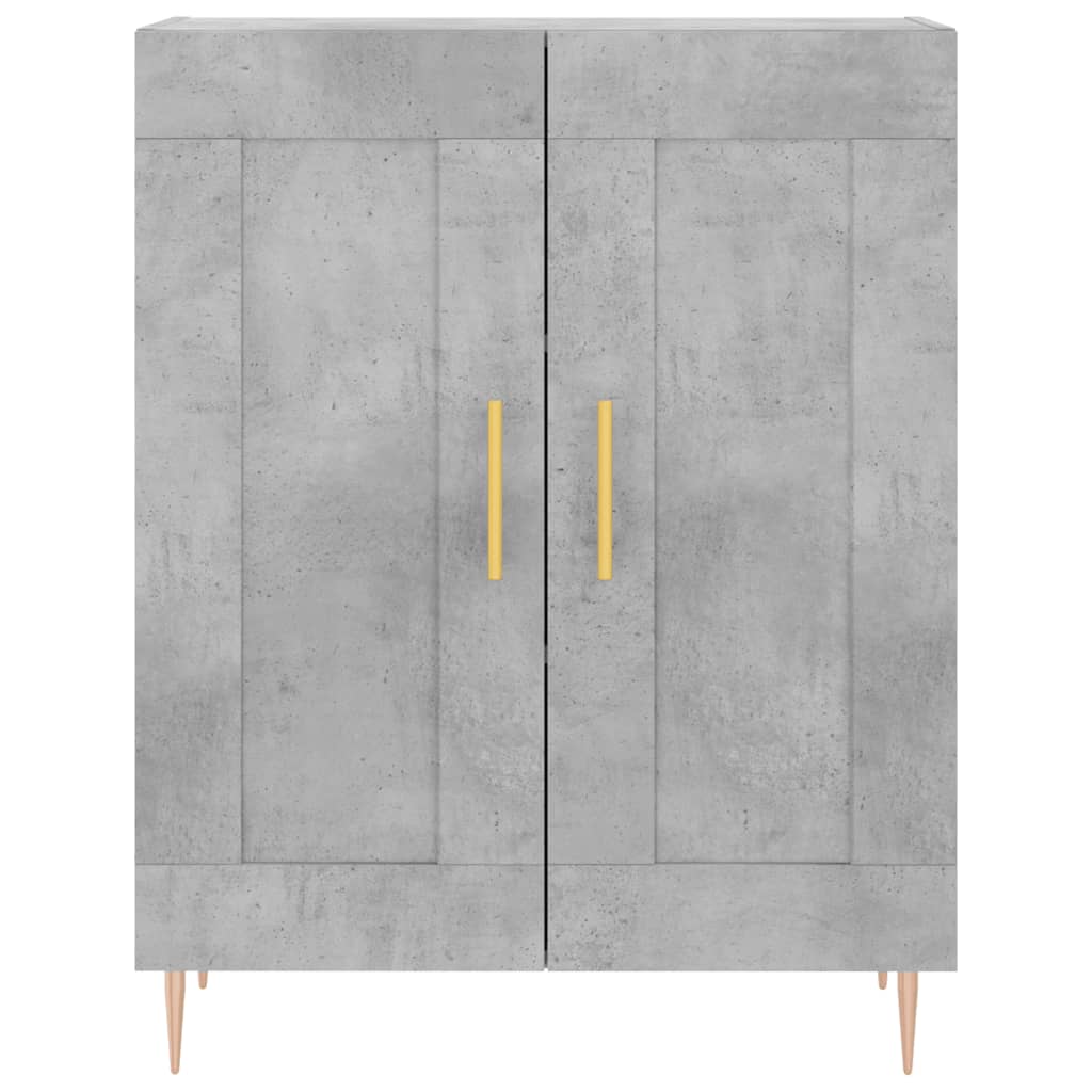 Highboard betonggrå 69,5x34x180 cm konstruert tre