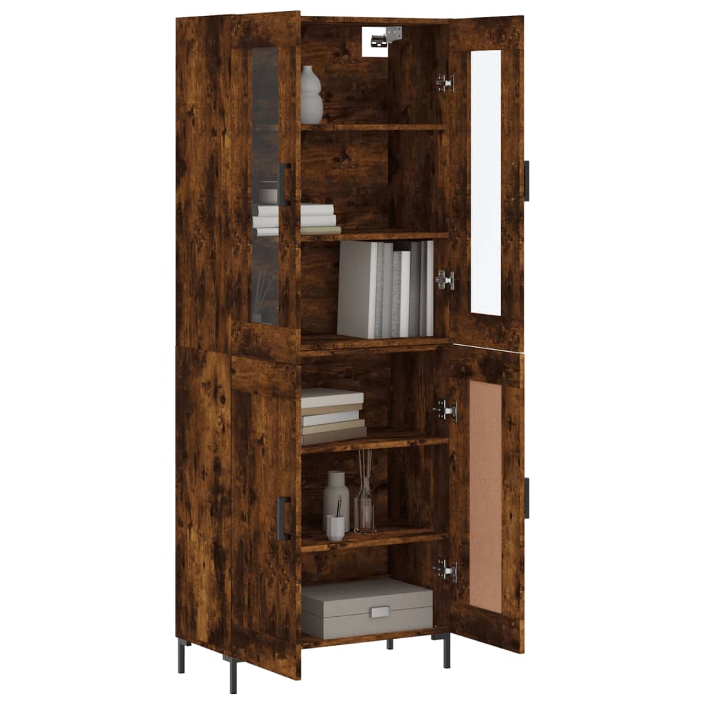 Highboard røkt eik 69,5x34x180 cm konstruert tre