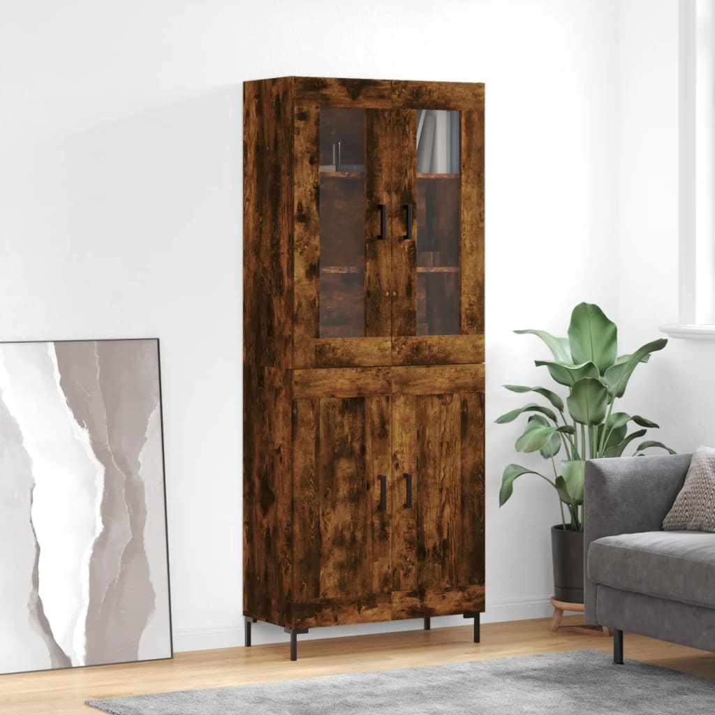 Highboard røkt eik 69,5x34x180 cm konstruert tre