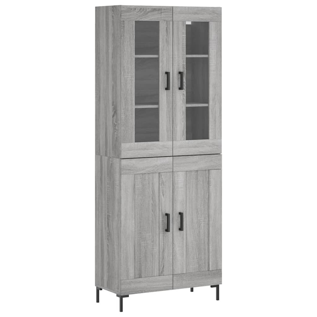 Highboard grå sonoma 69,5x34x180 cm konstruert tre