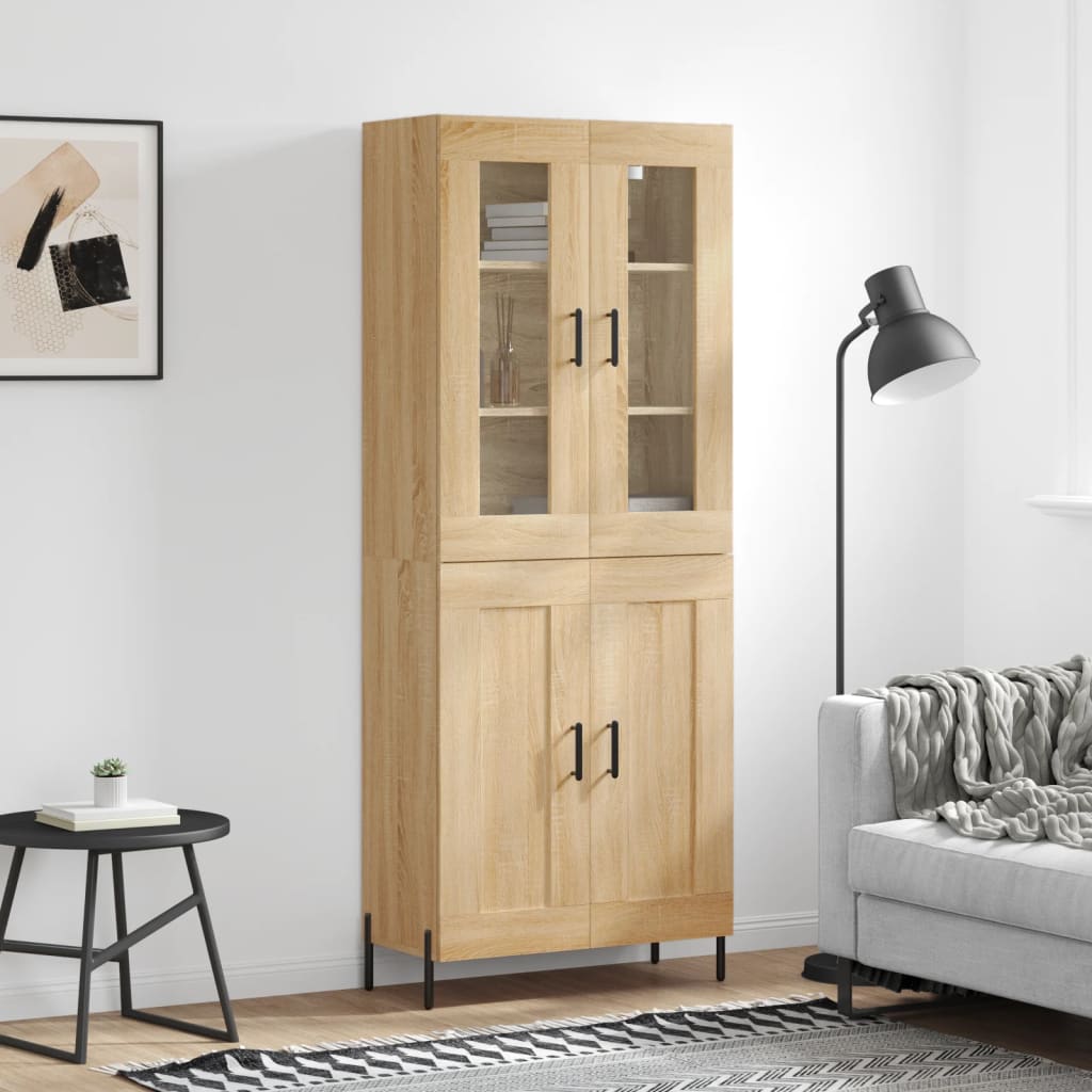 Highboard sonoma eik 69,5x34x180 cm konstruert tre vidaXL