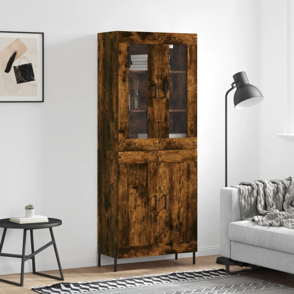 Highboard røkt eik 69,5x34x180 cm konstruert tre