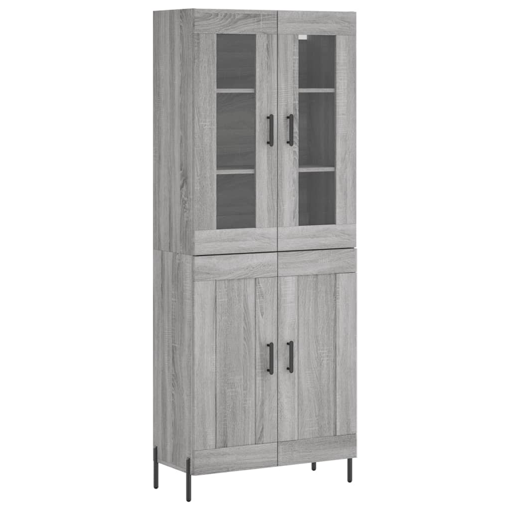 Highboard grå sonoma 69,5x34x180 cm konstruert tre