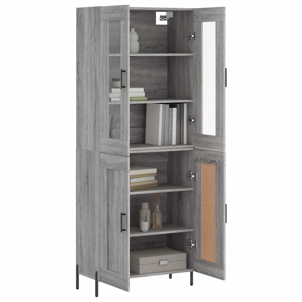 Highboard grå sonoma 69,5x34x180 cm konstruert tre