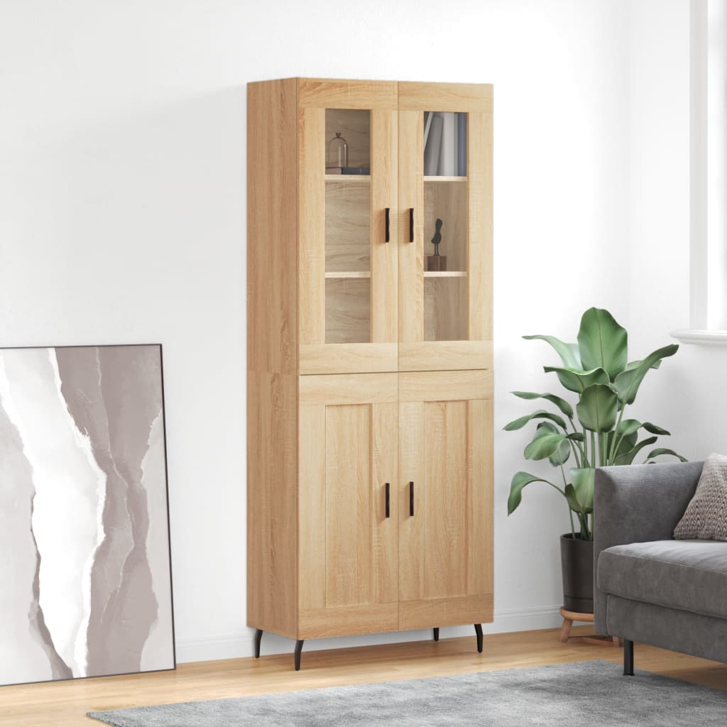 Highboard sonoma eik 69,5x34x180 cm konstruert tre
