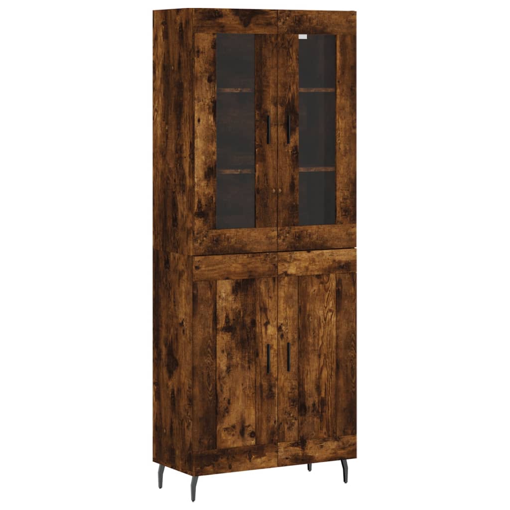 Highboard røkt eik 69,5x34x180 cm konstruert tre