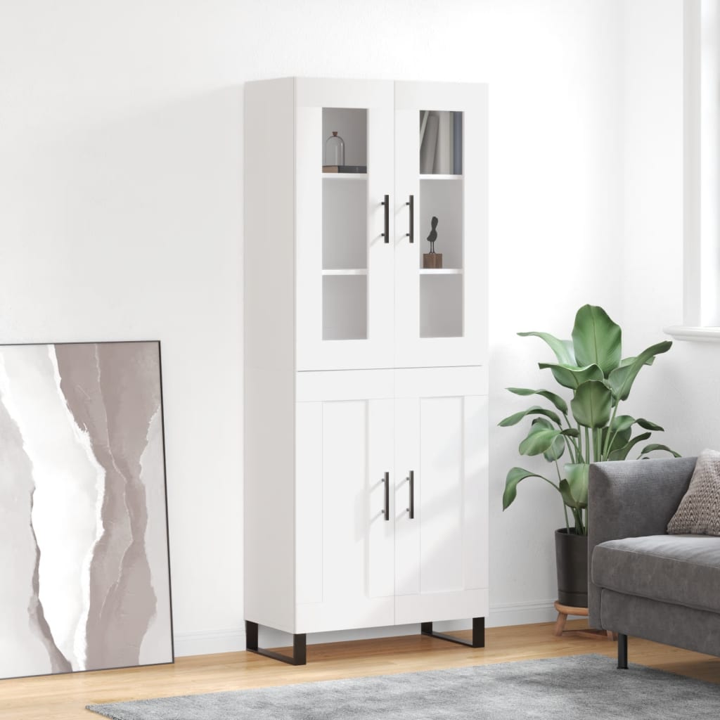 Highboard hvit 69,5x34x180 cm konstruert tre vidaXL