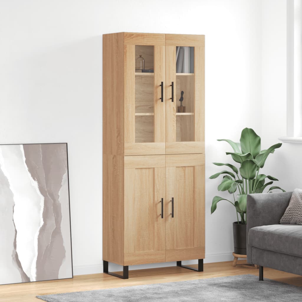 Highboard sonoma eik 69,5x34x180 cm konstruert tre