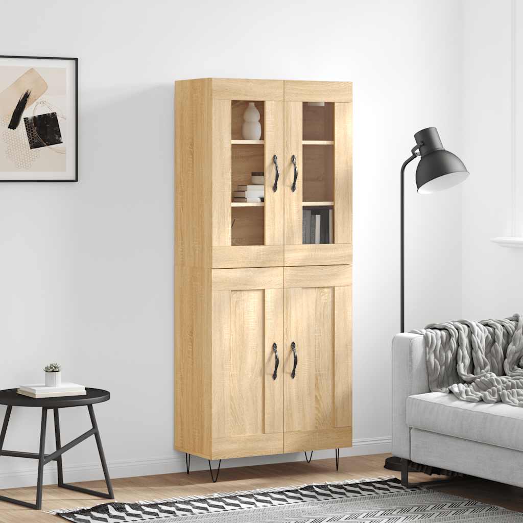Highboard sonoma eik 69,5x34x180 cm konstruert tre vidaXL