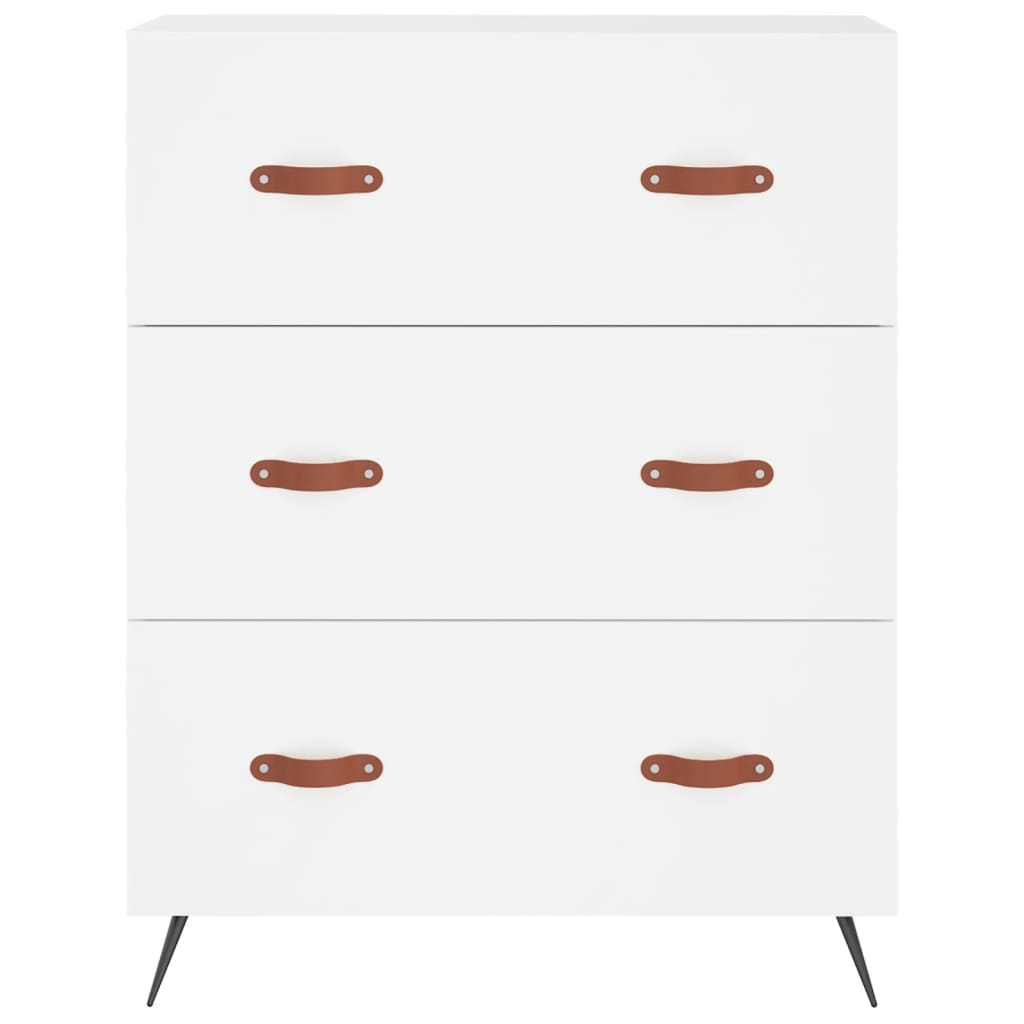 Highboard hvit 69,5x34x180 cm konstruert tre