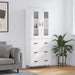 Highboard hvit 69,5x34x180 cm konstruert tre