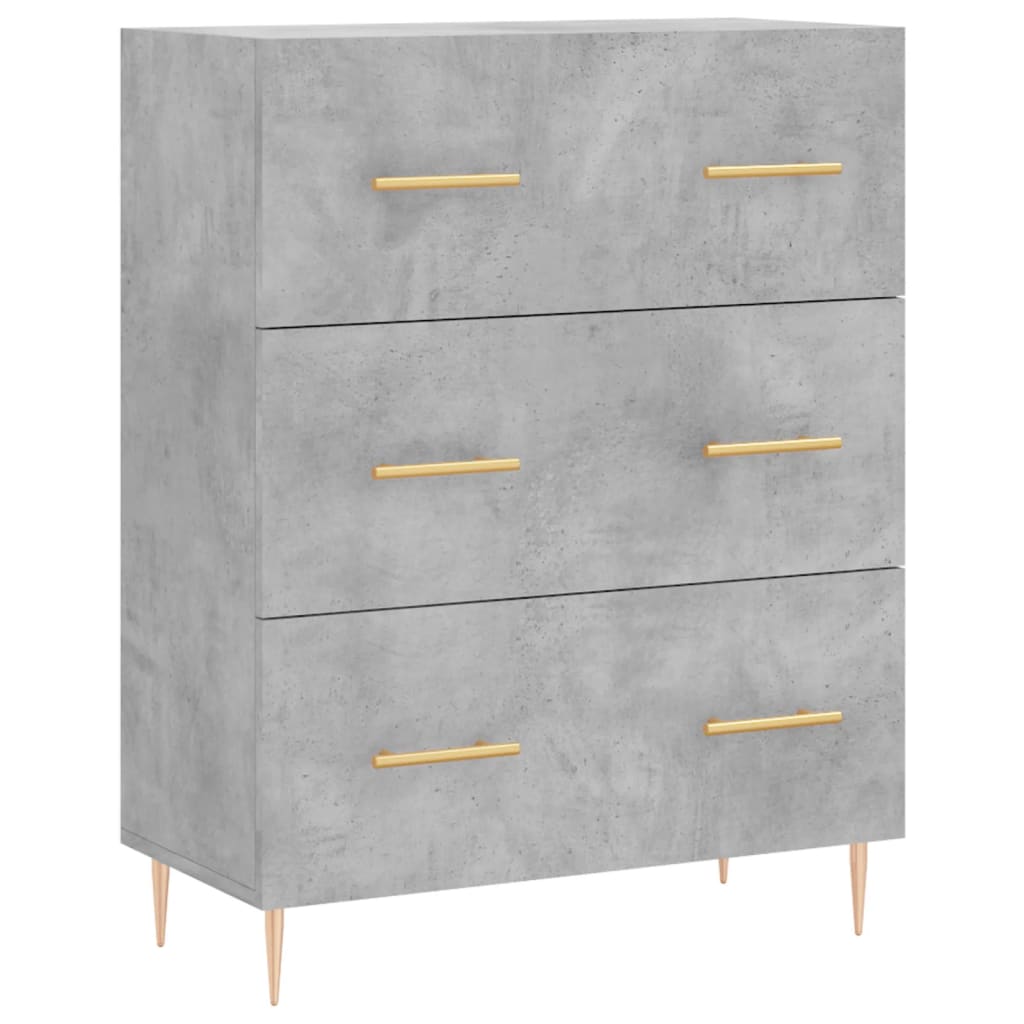 Highboard betonggrå 69,5x34x180 cm konstruert tre