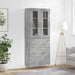 Highboard betonggrå 69,5x34x180 cm konstruert tre