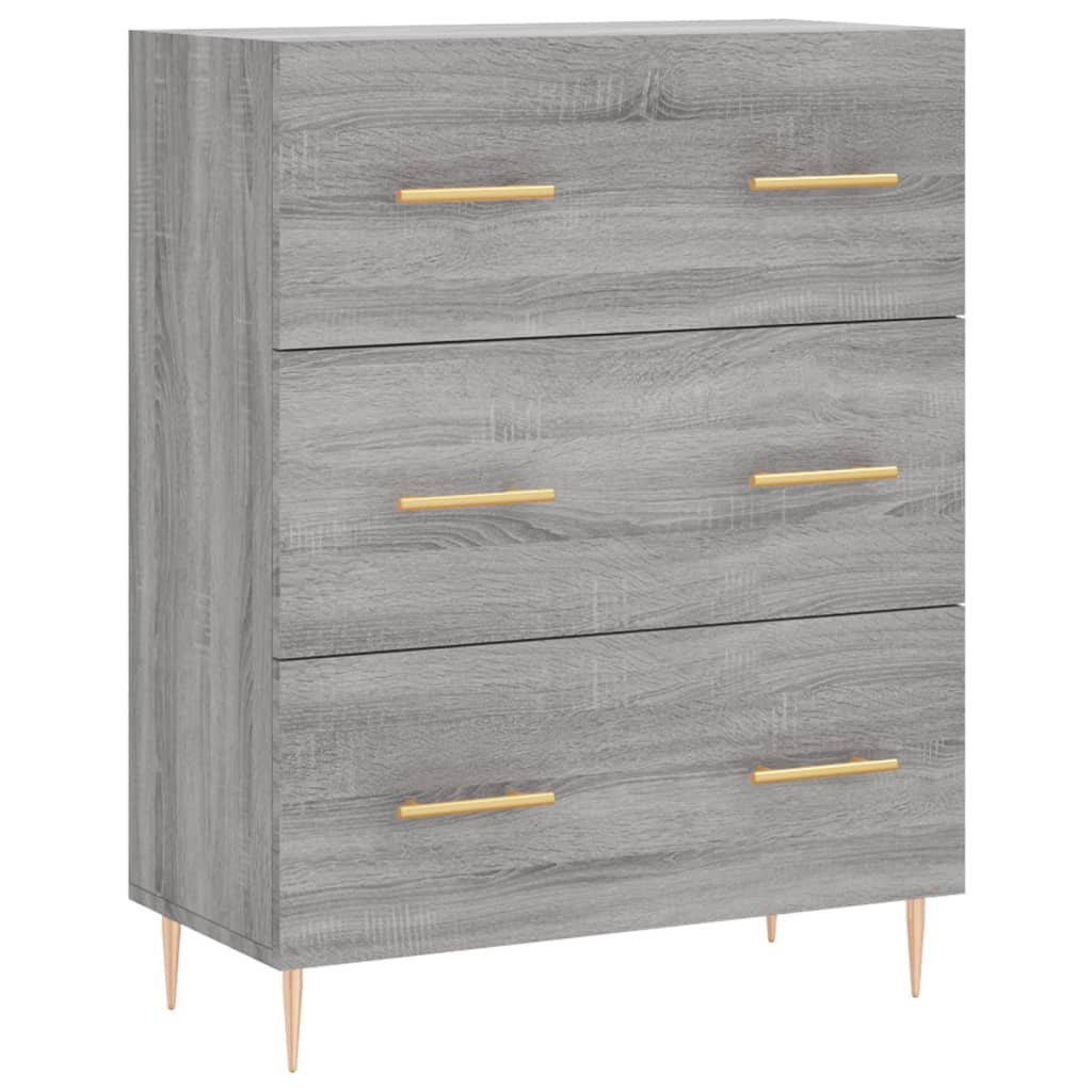 Highboard grå sonoma 69,5x34x180 cm konstruert tre