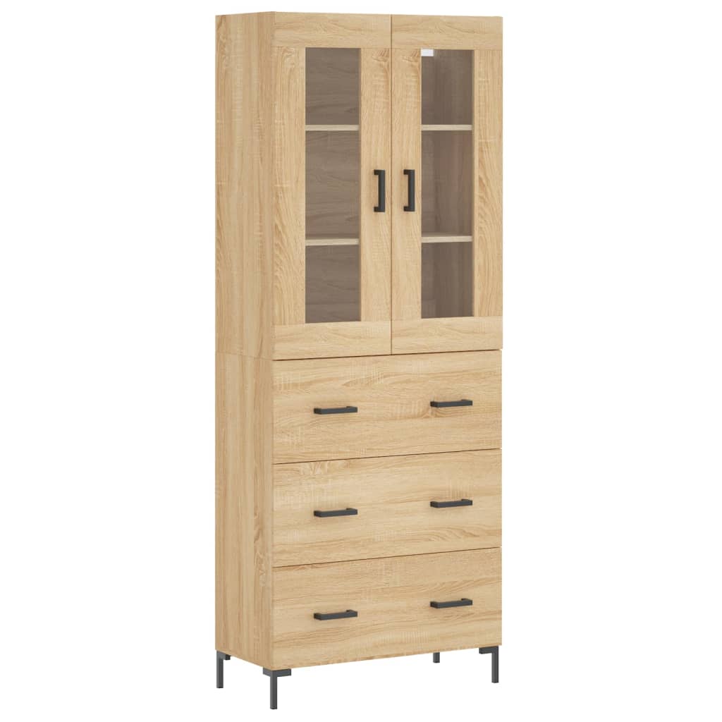Highboard sonoma eik 69,5x34x180 cm konstruert tre
