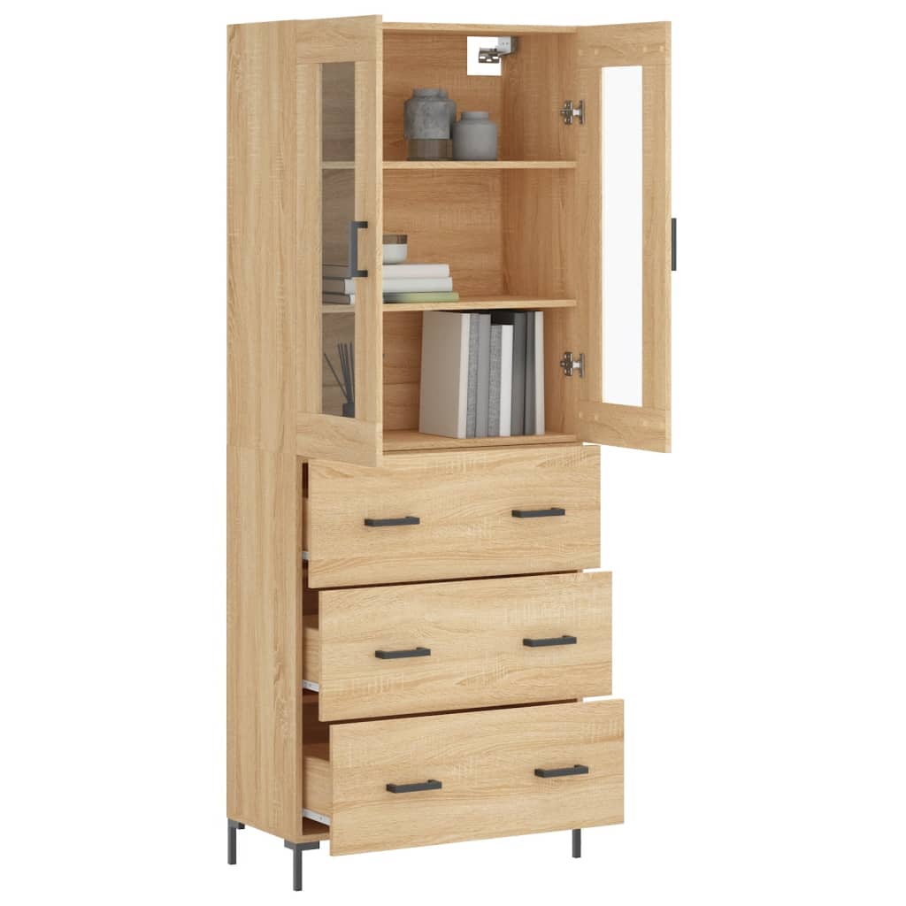 Highboard sonoma eik 69,5x34x180 cm konstruert tre