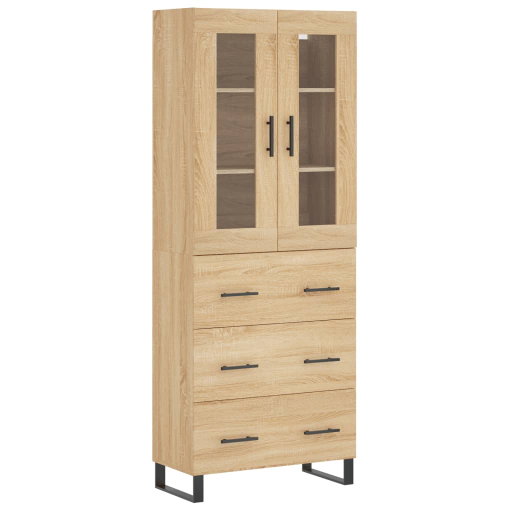 Highboard sonoma eik 69,5x34x180 cm konstruert tre