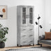 Highboard betonggrå 69,5x34x180 cm konstruert tre