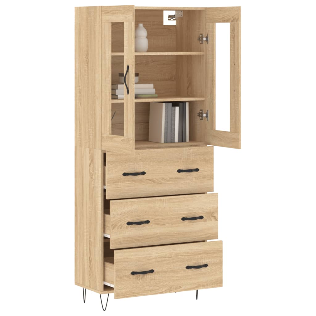Highboard sonoma eik 69,5x34x180 cm konstruert tre vidaXL
