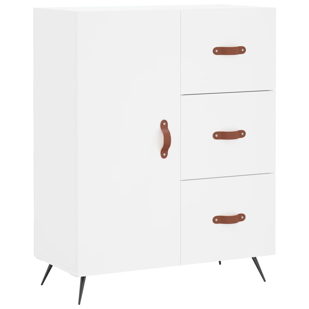 Highboard hvit 69,5x34x180 cm konstruert tre