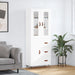 Highboard hvit 69,5x34x180 cm konstruert tre