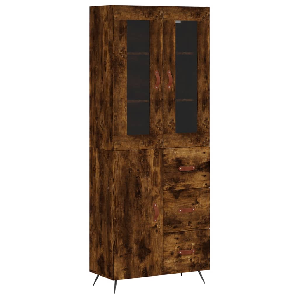 Highboard røkt eik 69,5x34x180 cm konstruert tre vidaXL