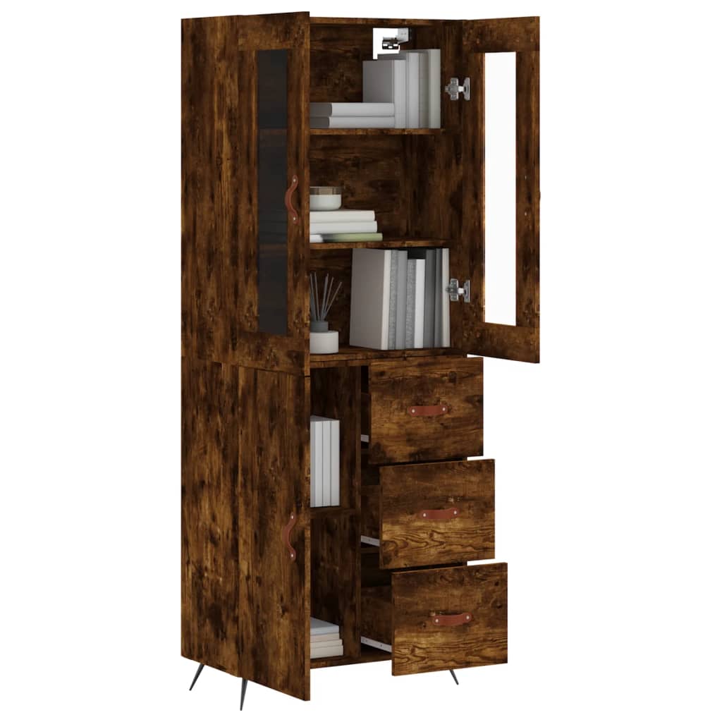 Highboard røkt eik 69,5x34x180 cm konstruert tre vidaXL