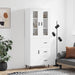 Highboard hvit 69,5x34x180 cm konstruert tre