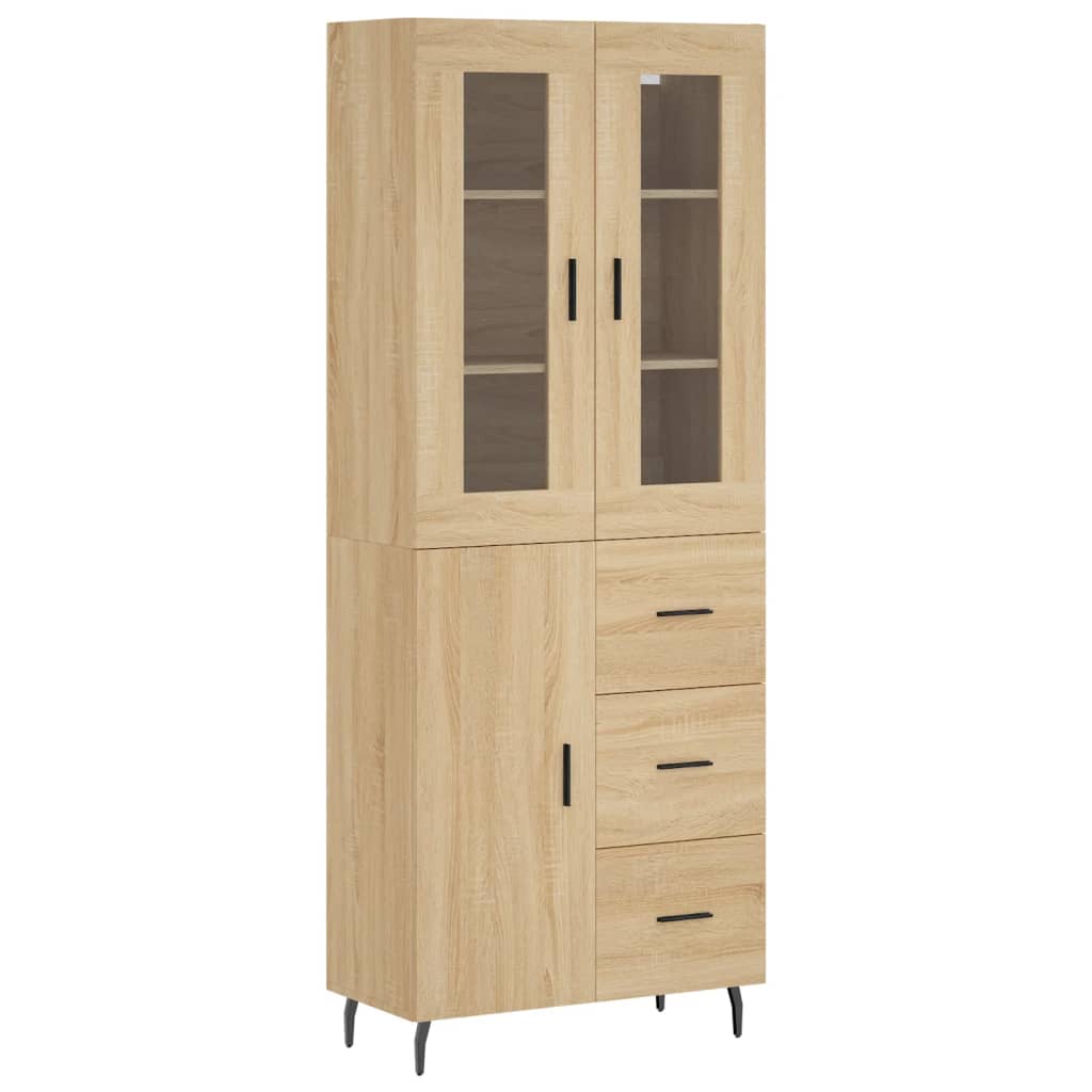 Highboard sonoma eik 69,5x34x180 cm konstruert tre