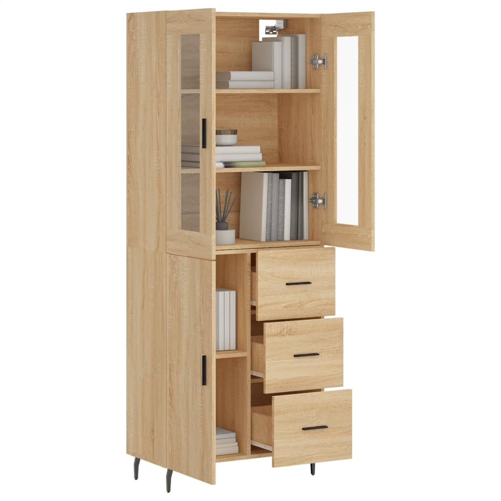 Highboard sonoma eik 69,5x34x180 cm konstruert tre