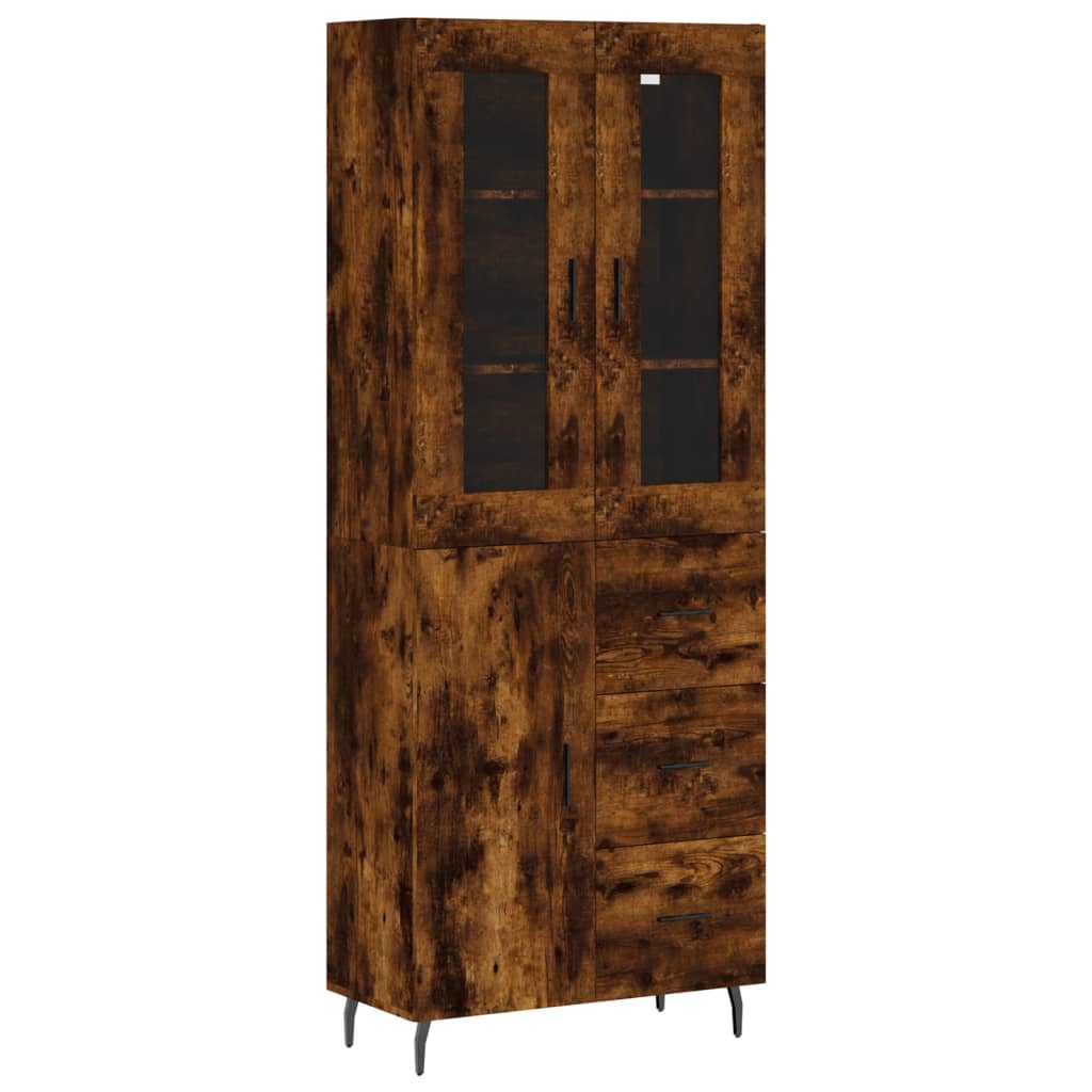 Highboard røkt eik 69,5x34x180 cm konstruert tre