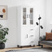 Highboard hvit 69,5x34x180 cm konstruert tre