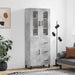 Highboard betonggrå 69,5x34x180 cm konstruert tre