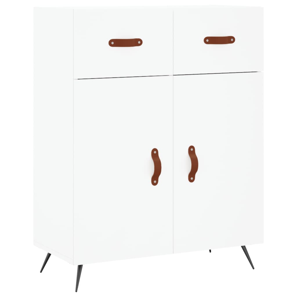 Highboard hvit 69,5x34x180 cm konstruert tre