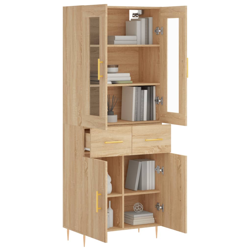 Highboard sonoma eik 69,5x34x180 cm konstruert tre