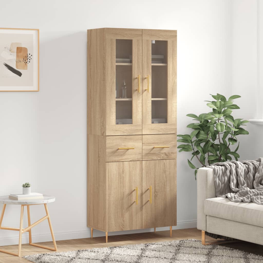 Highboard sonoma eik 69,5x34x180 cm konstruert tre