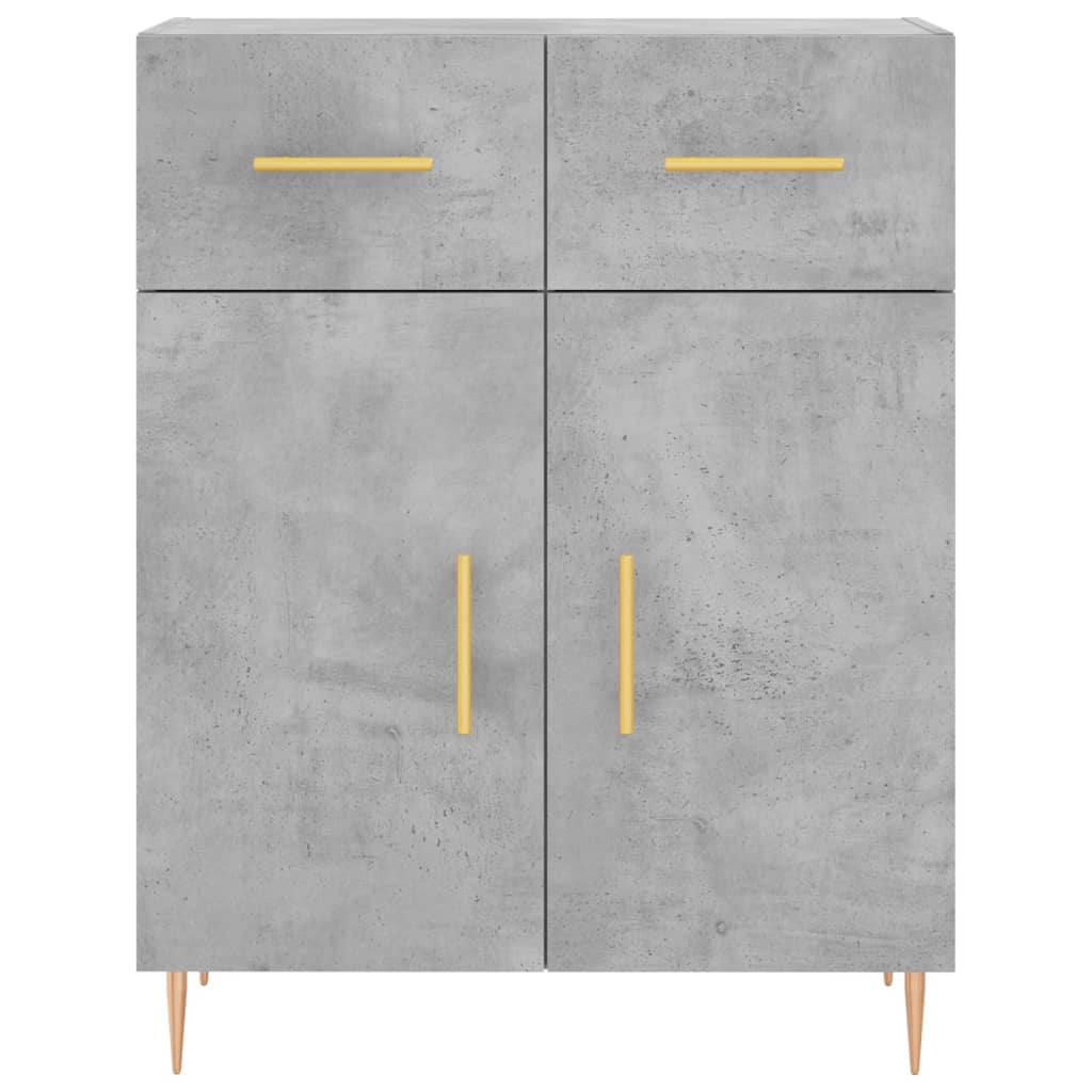 Highboard betonggrå 69,5x34x180 cm konstruert tre
